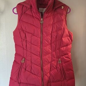Michael Kors Women's Red Puffer Jacket Vest Size XS
